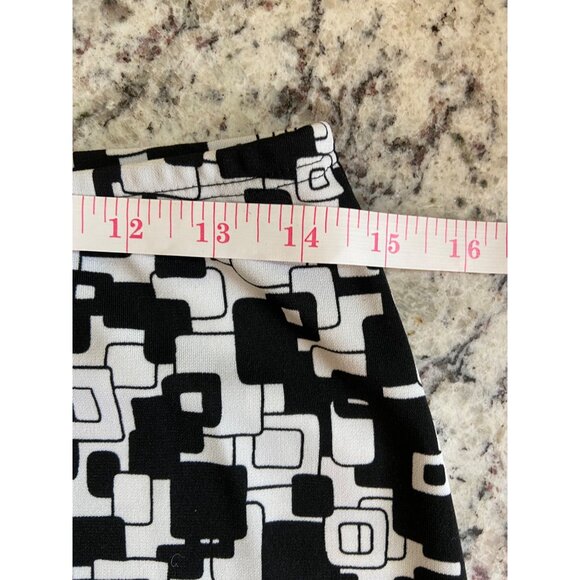 Sassy Womens Mini pencil Skirt Large Black White Geometric Preppy Whimsy Goth - Picture 5 of 6